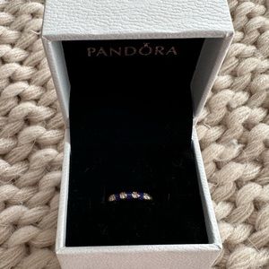 Pandora Gold Ring with Royal Blue Enamel Detail
